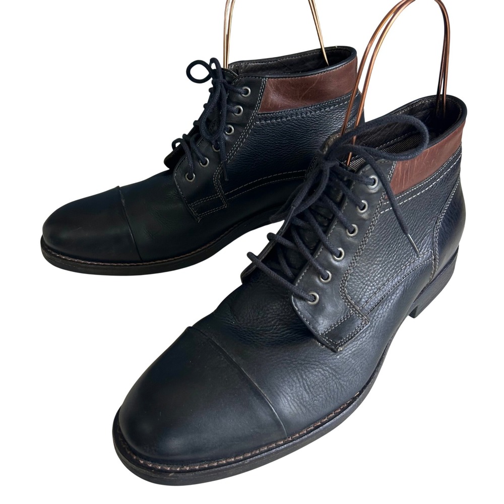 Johnston & Murphy Durham Retro Combat Boots Mens 9.5 M Black Leather Oxford